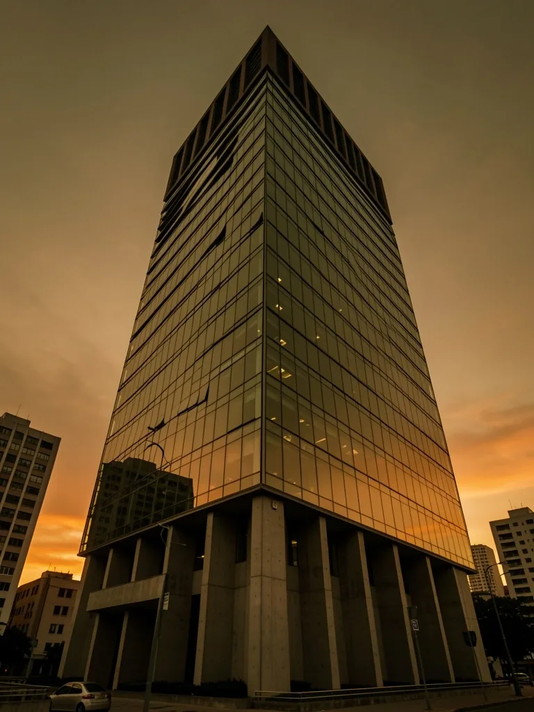 Torre financiera en Bogotá al atardecer